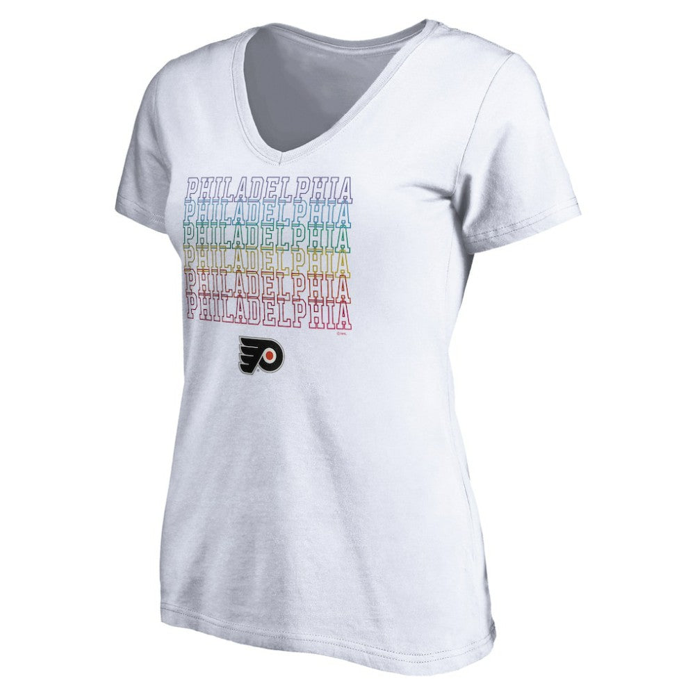 NHL White Philadelphia Flyers Women's City Pride V-Neck T-Shirt
