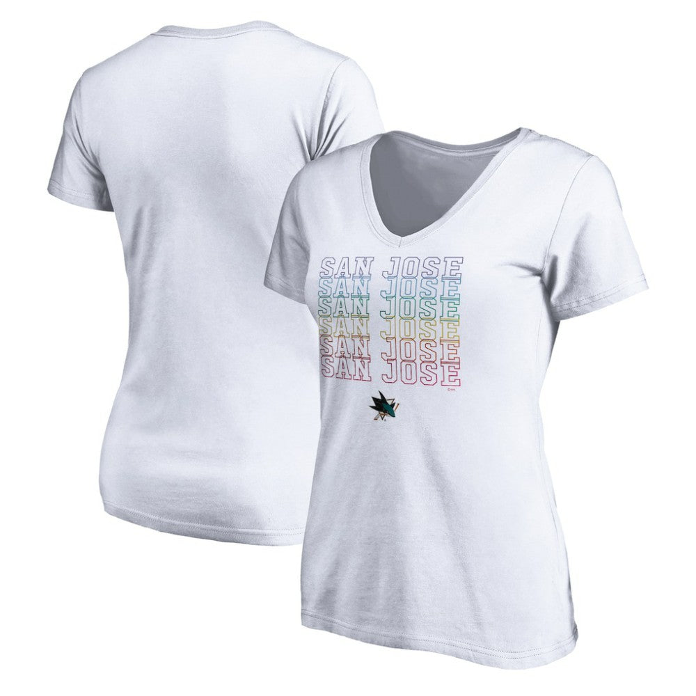 NHL White San Jose Sharks Women's City Pride V-Neck T-Shirt