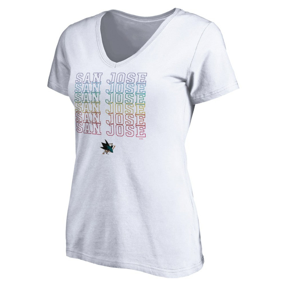 NHL White San Jose Sharks Women's City Pride V-Neck T-Shirt