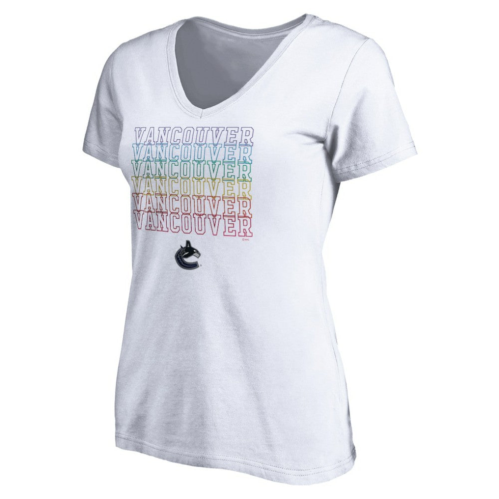 NHL White Vancouver Canucks Women's City Pride V-Neck T-Shirt
