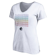 NHL White Vancouver Canucks Women's City Pride V-Neck T-Shirt