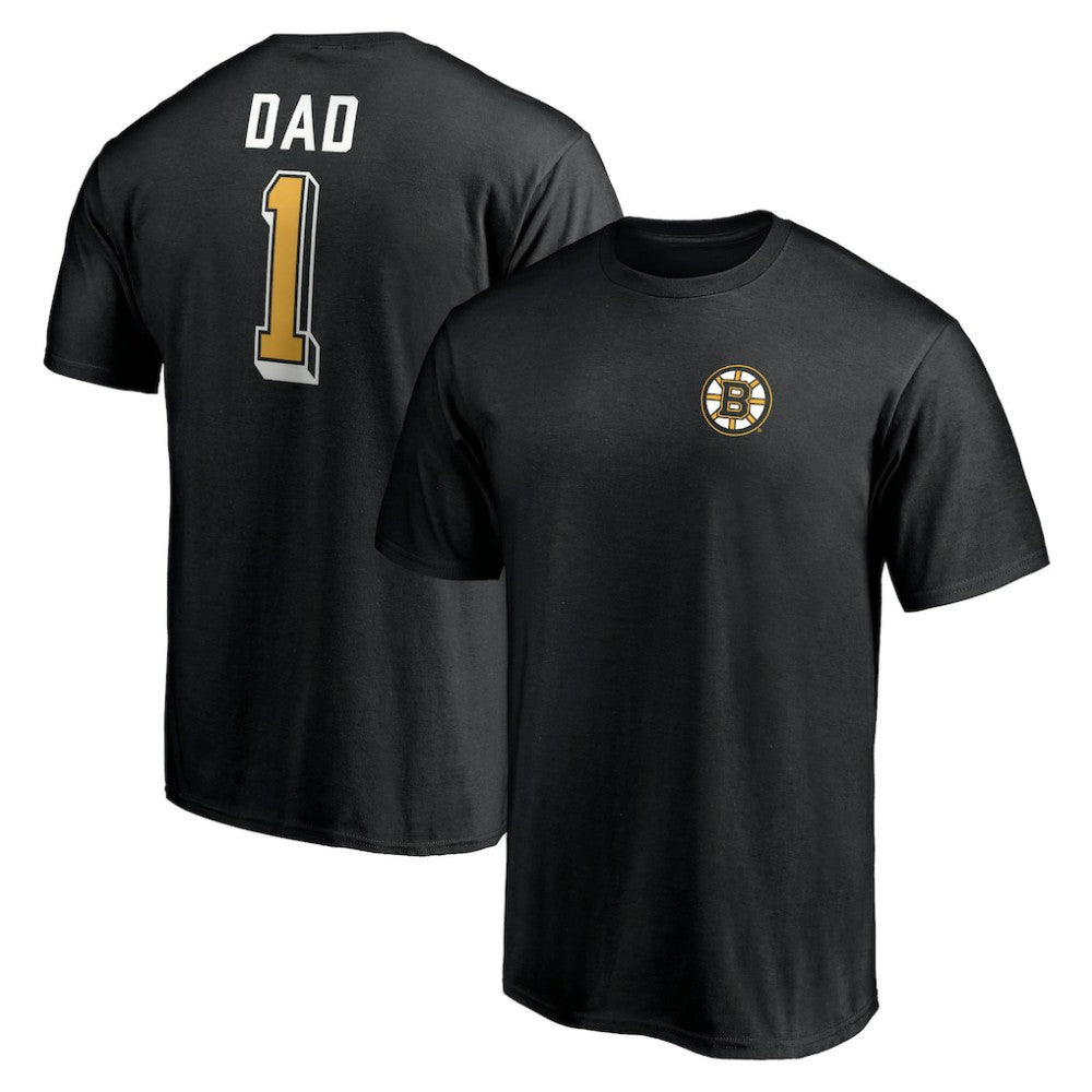 NHL Black Boston Bruins Number One Dad Logo T-Shirt