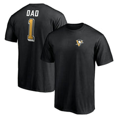 NHL Black Pittsburgh Penguins Number One Dad Logo T-Shirt