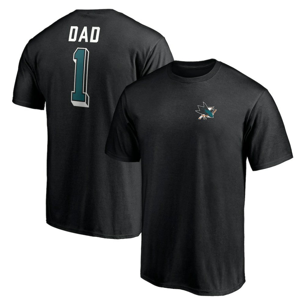 NHL Black San Jose Sharks Number One Dad Logo T-Shirt