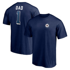 NHL Navy Winnipeg Jets Number One Dad Logo T-Shirt