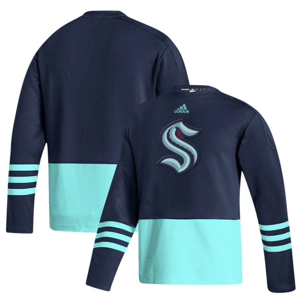 NHL Deep Sea Blue Seattle Kraken adidas Logo AEROREADY Pullover Sweater