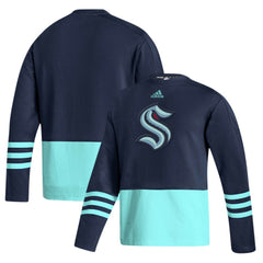 NHL Deep Sea Blue Seattle Kraken adidas Logo AEROREADY Pullover Sweater