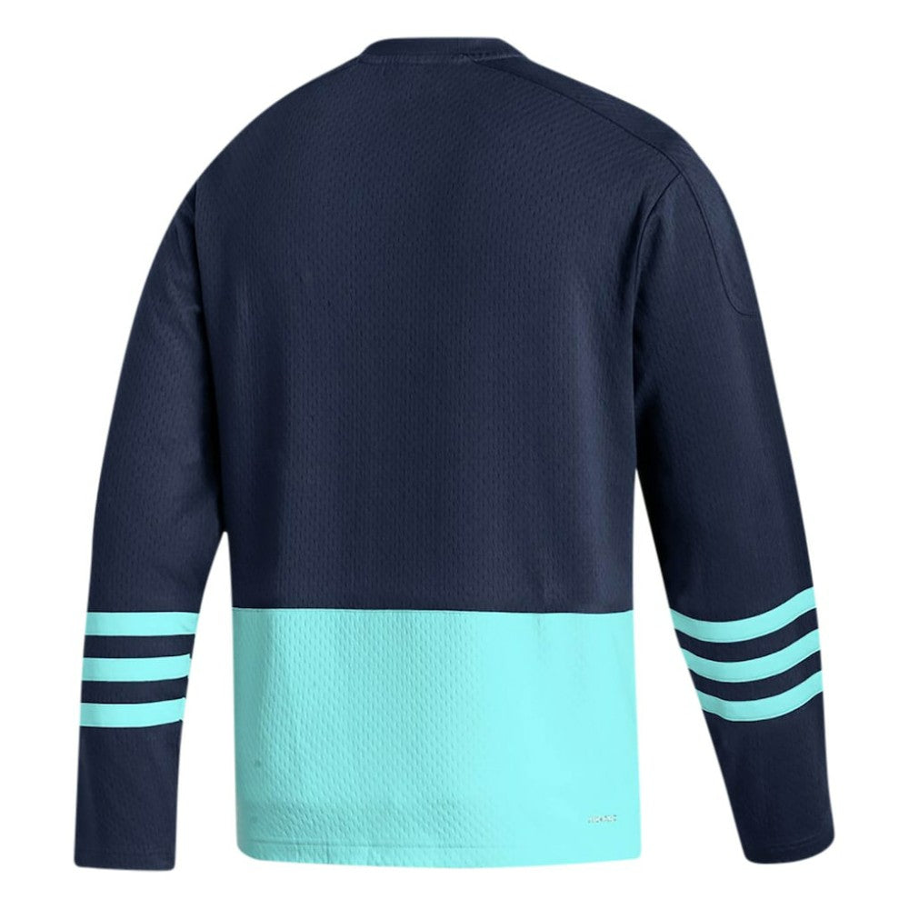 NHL Deep Sea Blue Seattle Kraken adidas Logo AEROREADY Pullover Sweater
