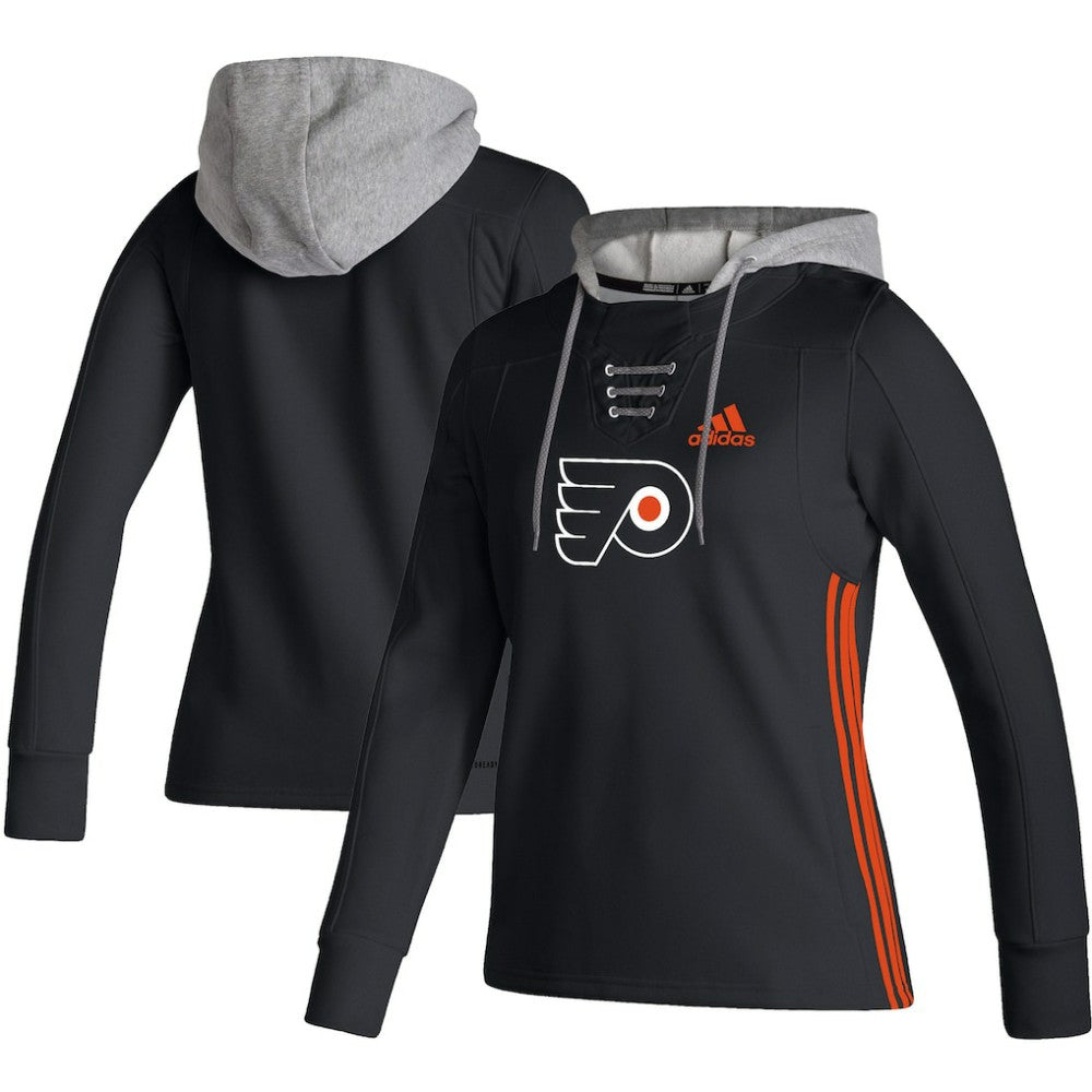 NHL Black Philadelphia Flyers adidas Women's Skate Lace AEROREADY Pullover Hoodie