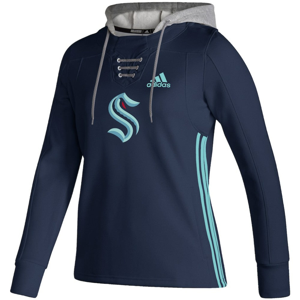 NHL Deep Sea Blue Seattle Kraken adidas Women's Skate Lace AEROREADY Pullover Hoodie