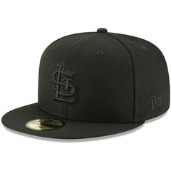 MLB St. Louis Cardinals New Era Black on Black 59FIFTY Fitted Hat