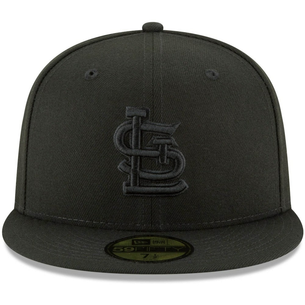 MLB St. Louis Cardinals New Era Black on Black 59FIFTY Fitted Hat