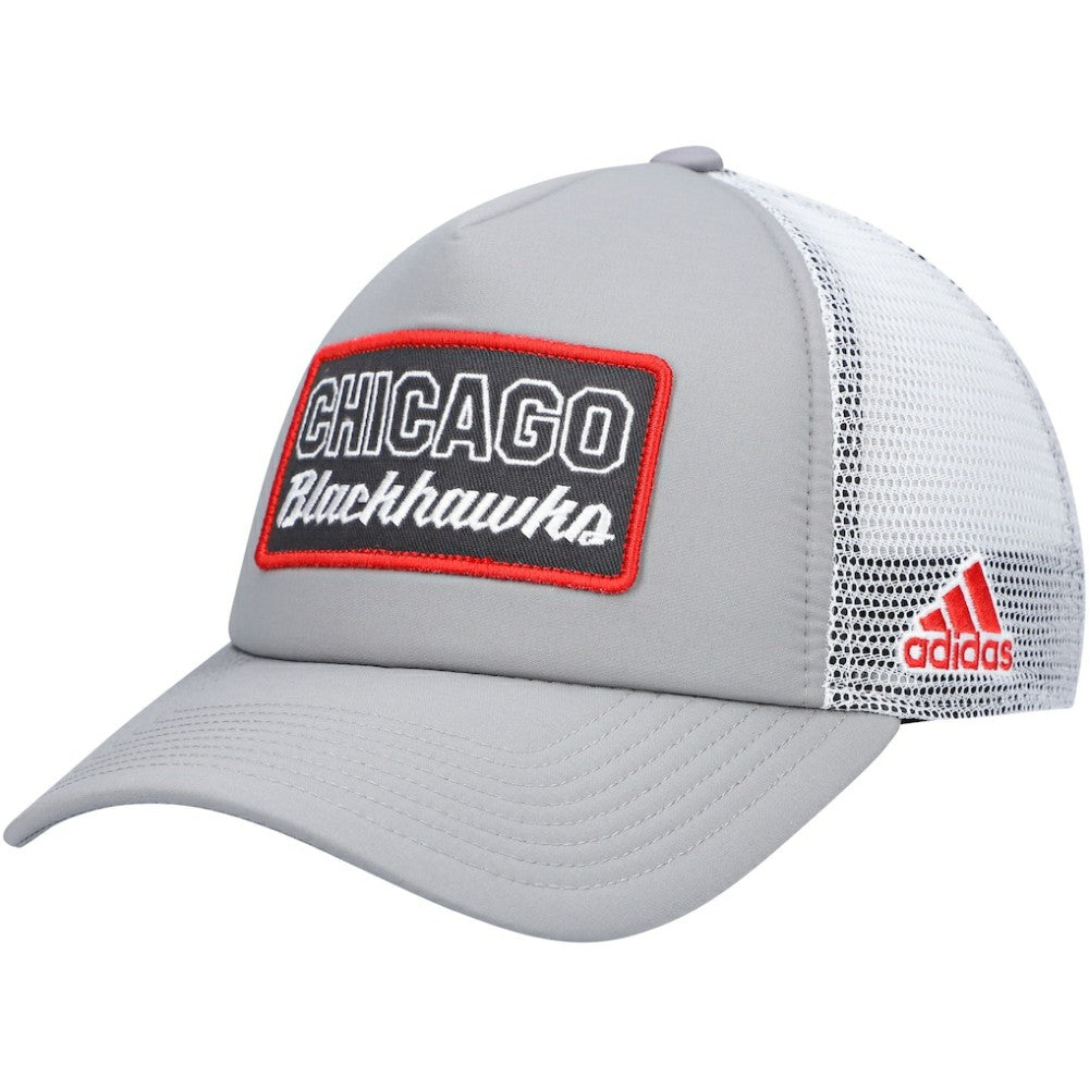 NHL Gray/White Chicago Blackhawks adidas Locker Room Foam Trucker Snapback Hat