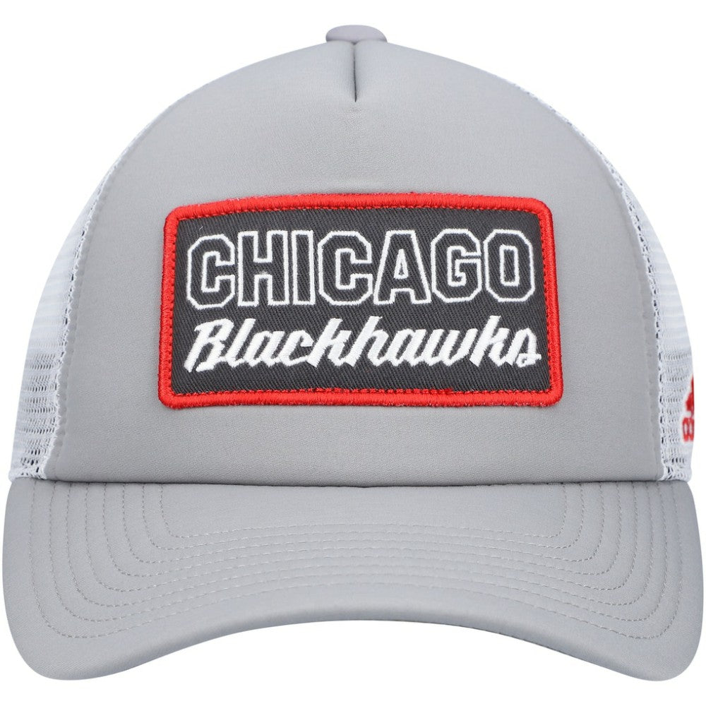 NHL Gray/White Chicago Blackhawks adidas Locker Room Foam Trucker Snapback Hat