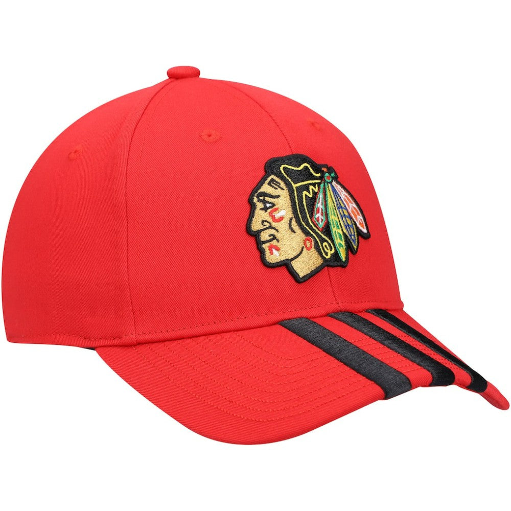 NHL Red Chicago Blackhawks adidas Locker Room Three Stripe Adjustable Hat