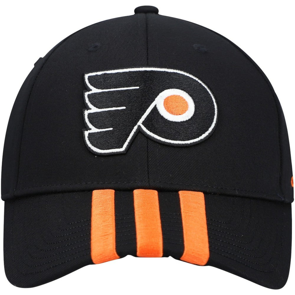 NHL Black Philadelphia Flyers adidas Locker Room Three Stripe Adjustable Hat