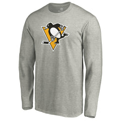 NHL Heather Gray Pittsburgh Penguins Primary Logo Long Sleeve T-Shirt