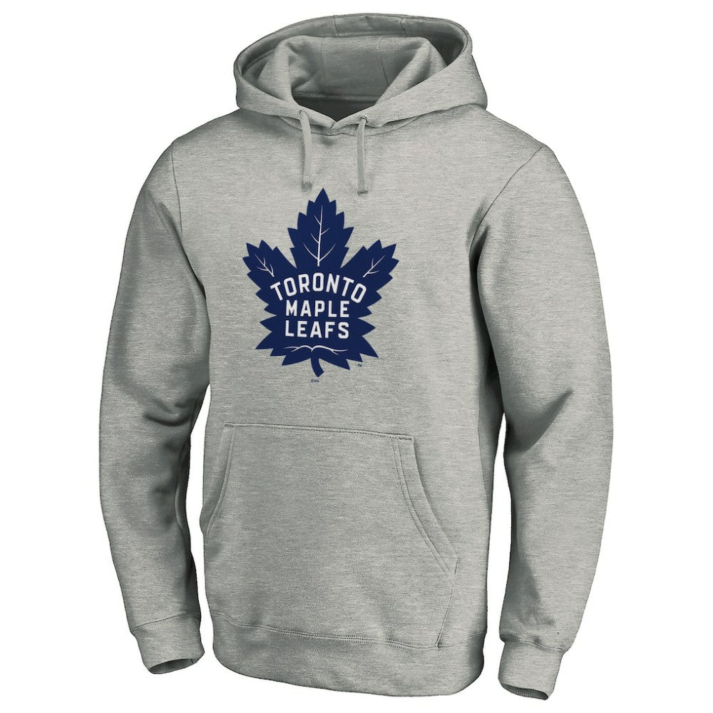 NHL Heather Gray Toronto Maple Leafs Primary Team Logo Fleece Fitted Pullover Hoodie