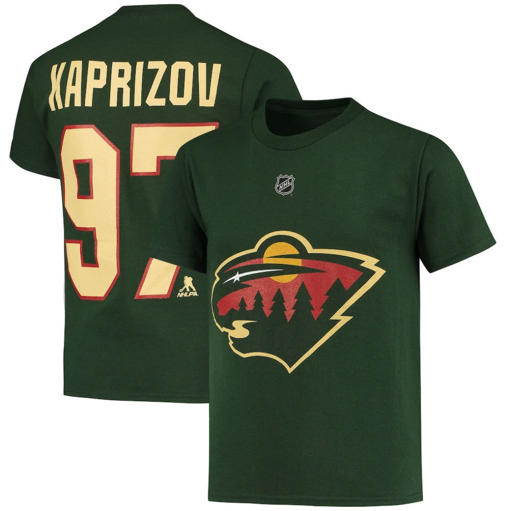 NHL Green Kirill Kaprizov Minnesota Wild Youth Player Name & Number T-Shirt