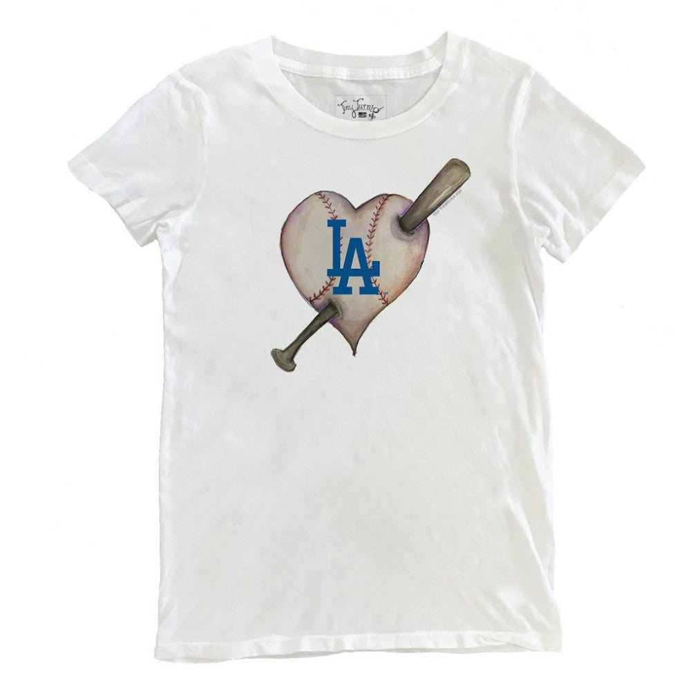 MLB Los Angeles Dodgers Tiny Turnip Women's Heart Bat T-Shirt