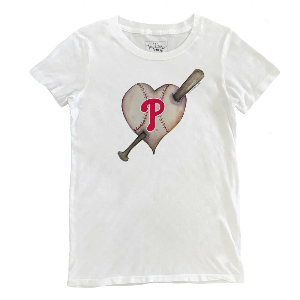 MLB Philadelphia Phillies Tiny Turnip Women's Heart Bat T-Shirt