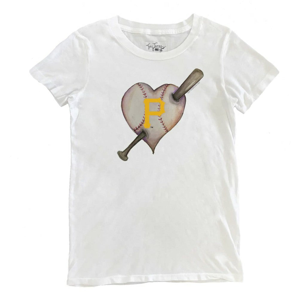 MLB Pittsburgh Pirates Tiny Turnip Women's Heart Bat T-Shirt