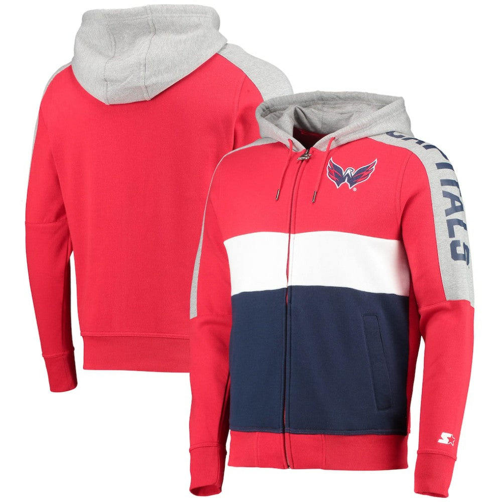 NHL Red/Navy Washington Capitals Starter Playoffs Color Block Full-Zip Hoodie