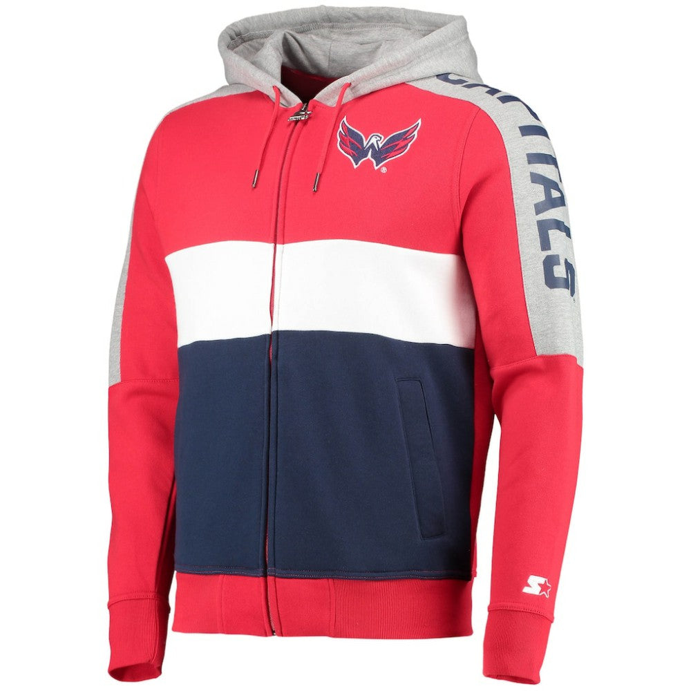 NHL Red/Navy Washington Capitals Starter Playoffs Color Block Full-Zip Hoodie
