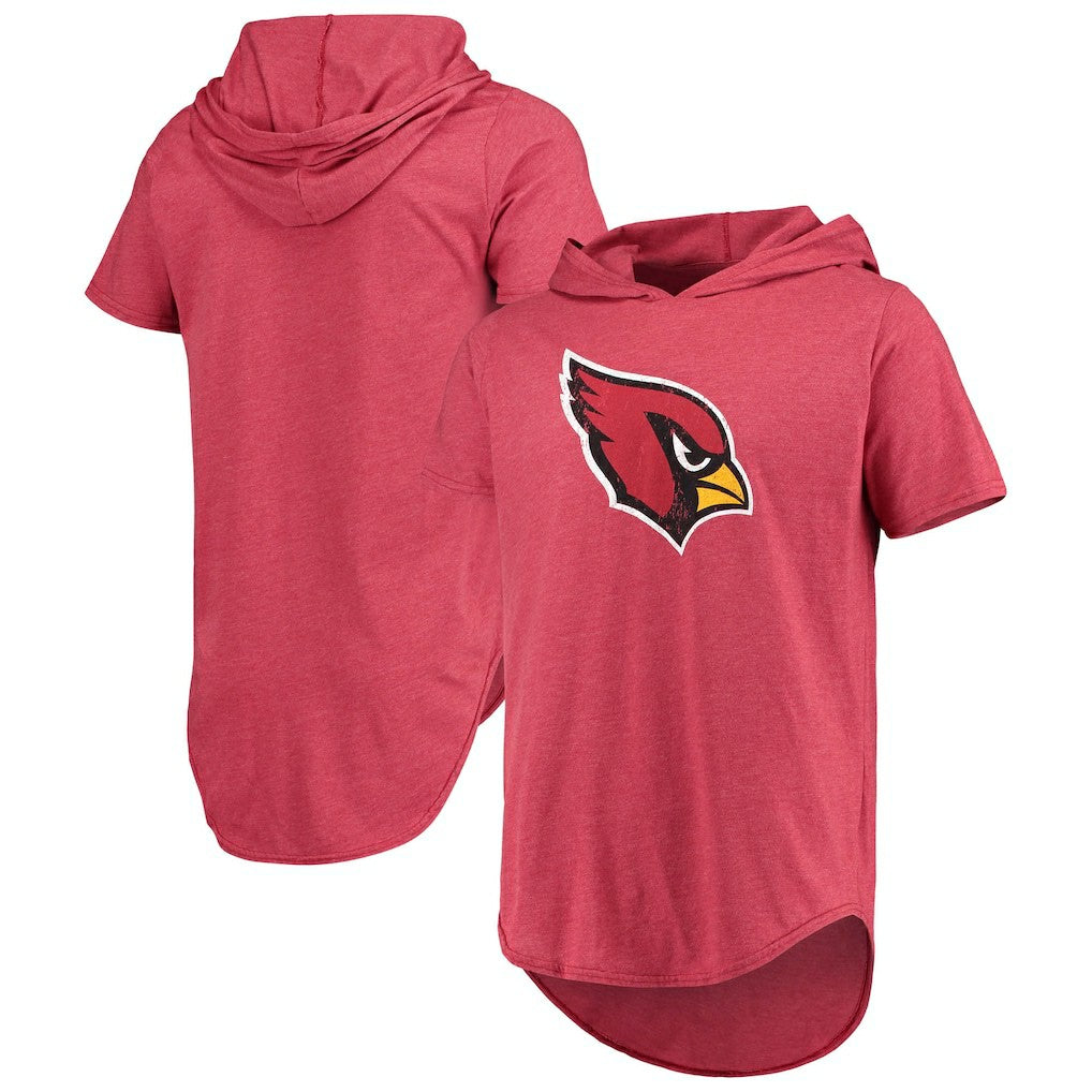Majestic Threads Primary Logo Tri-Blend Hoodie T-Shirt - Arizona Cardinals
