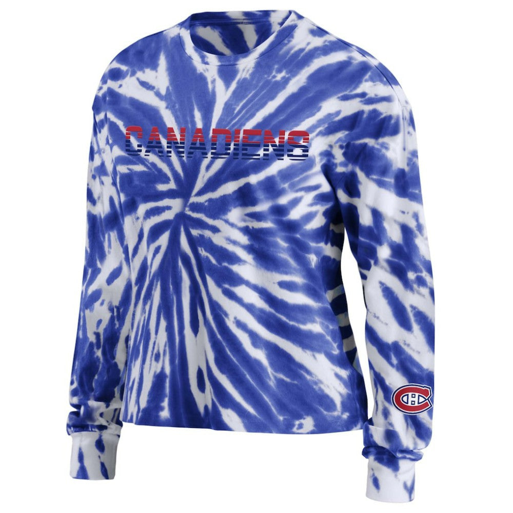 NHL Navy Montreal Canadiens WEAR by Erin Andrews Women's Tie-Dye Long Sleeve T-Shirt