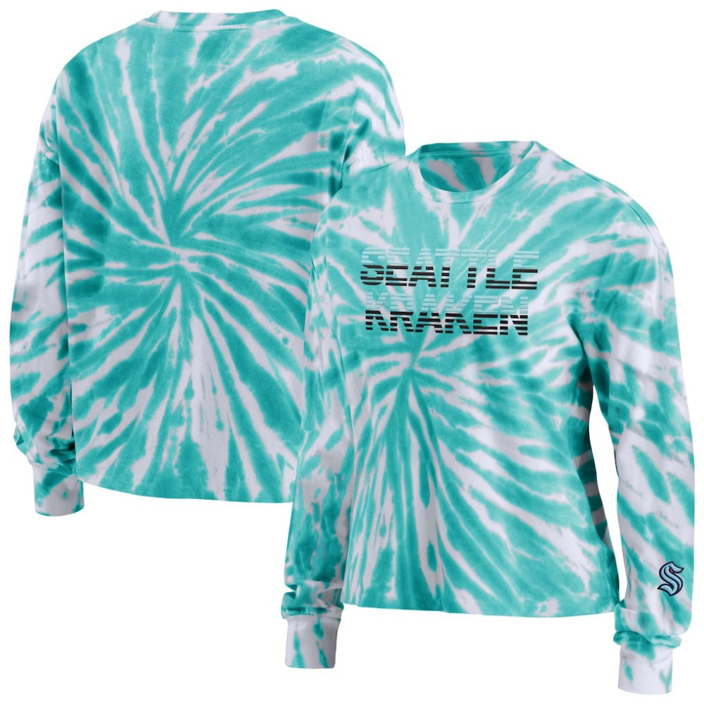 NHL Light Blue Seattle Kraken WEAR by Erin Andrews Women's Tie-Dye Long Sleeve T-Shirt
