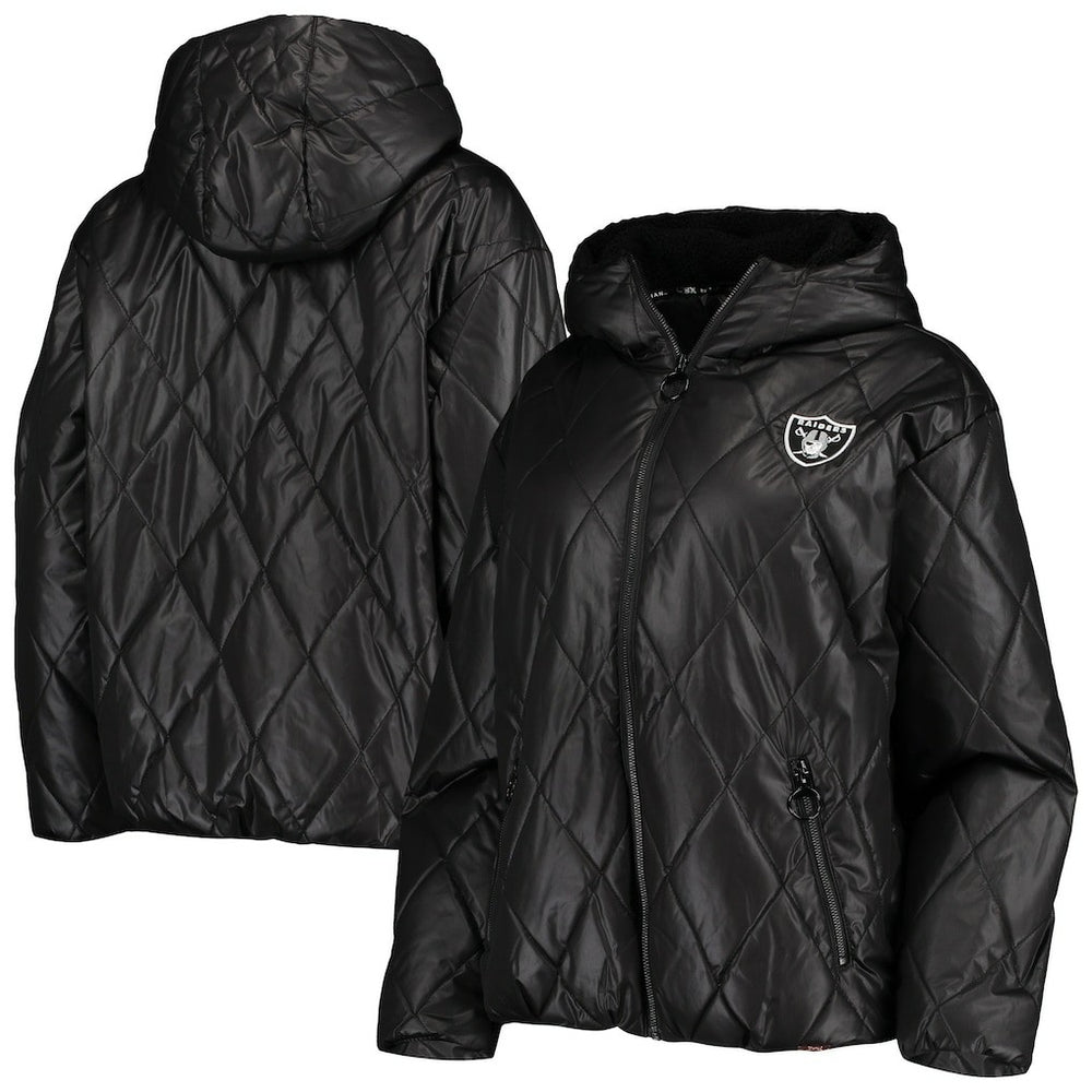 MSX by Michael Strahan Women's Charlotte Full-Zip Hoodie Puffer Jacket - Las Vegas Raiders