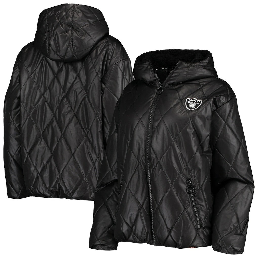 MSX by Michael Strahan Women's Charlotte Full-Zip Hoodie Puffer Jacket - Las Vegas Raiders