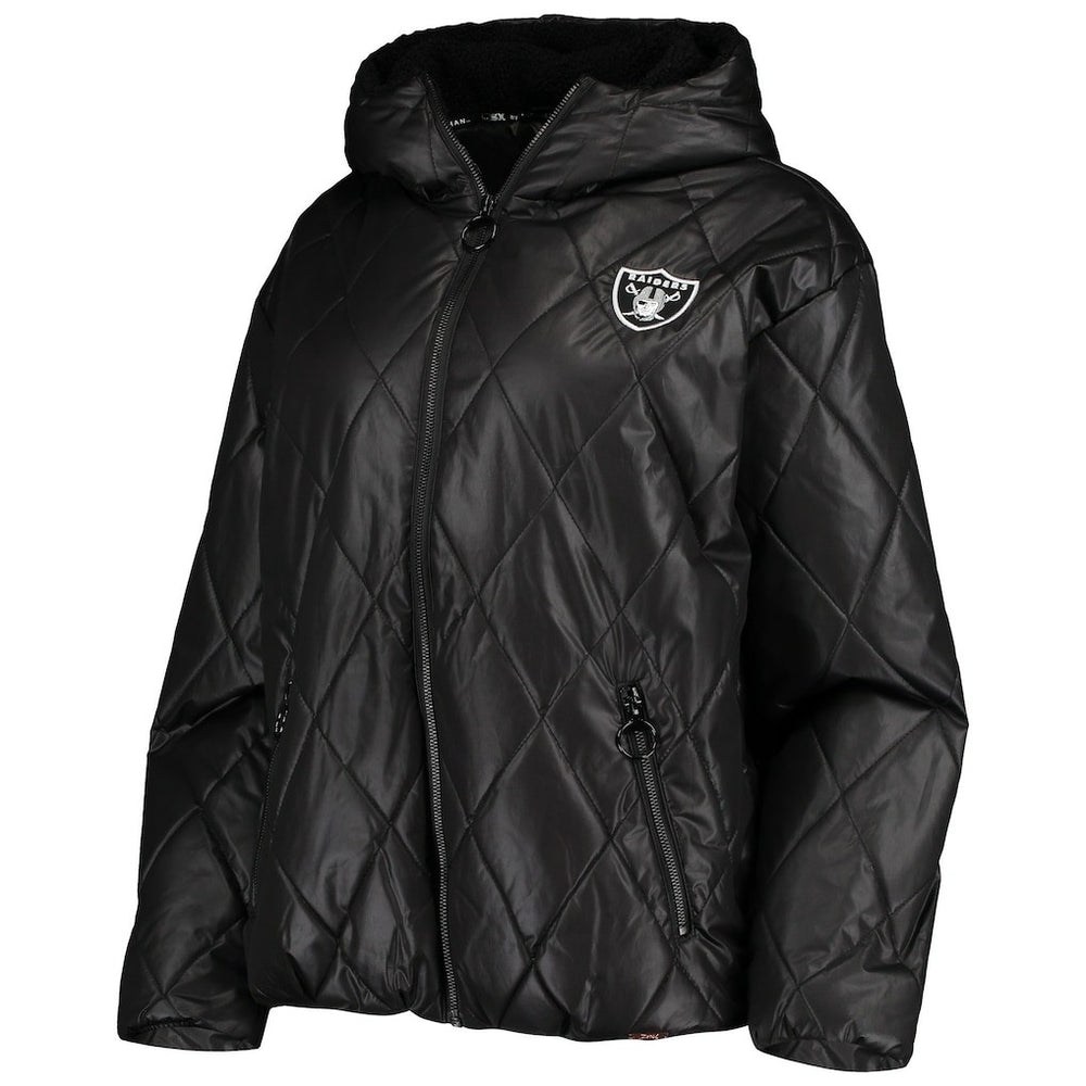 MSX by Michael Strahan Women's Charlotte Full-Zip Hoodie Puffer Jacket - Las Vegas Raiders
