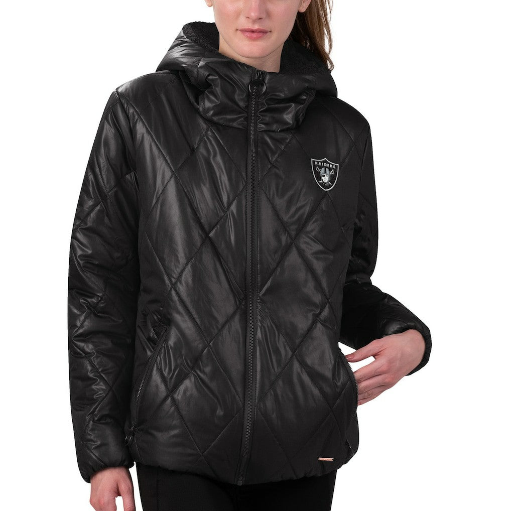MSX by Michael Strahan Women's Charlotte Full-Zip Hoodie Puffer Jacket - Las Vegas Raiders