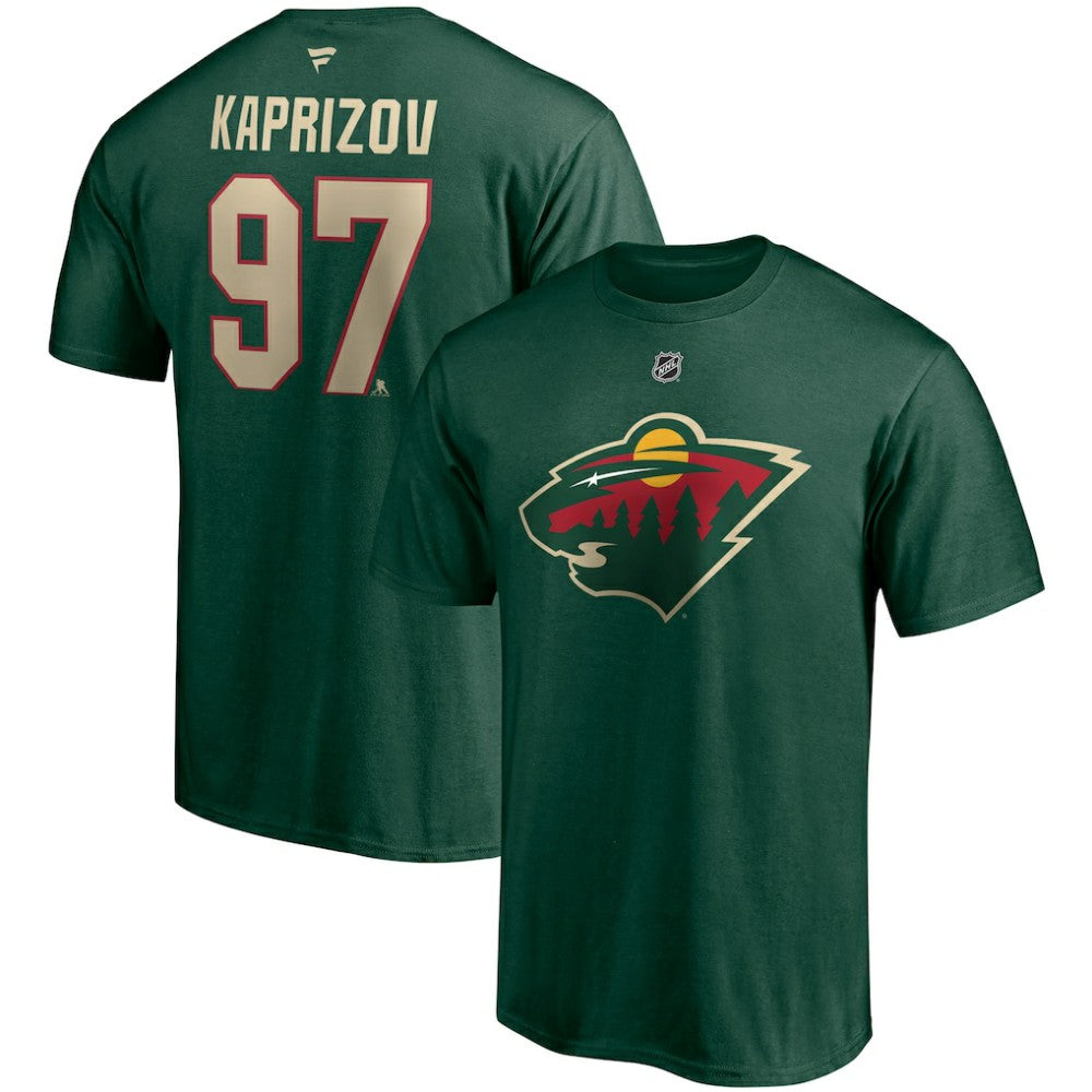 NHL Green Kirill Kaprizov Minnesota Wild Fanatics Authentic Stack Name & Number T-Shirt