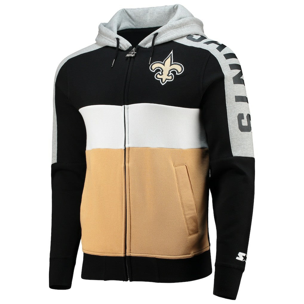 Starter Playoffs Color Block Full-Zip Hoodie - New Orleans Saints