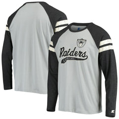 Starter Throwback League Raglan Long Sleeve Tri-Blend T-Shirt - Las Vegas Raiders