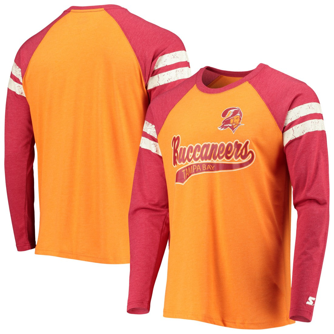 Starter Throwback League Raglan Long Sleeve Tri-Blend T-Shirt - Tampa Bay Buccaneers