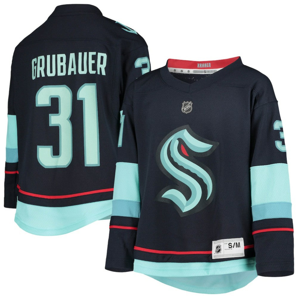 NHL Deep Sea Blue Philipp Grubauer Seattle Kraken Youth Home Replica Player Jersey