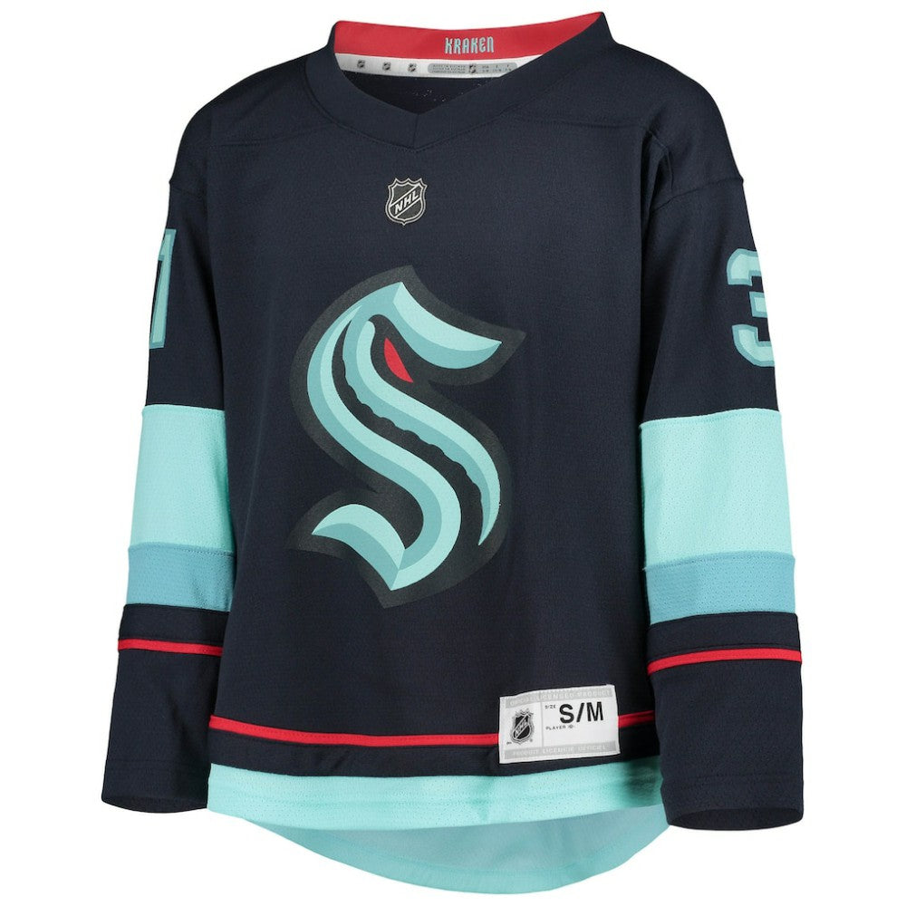 NHL Deep Sea Blue Philipp Grubauer Seattle Kraken Youth Home Replica Player Jersey