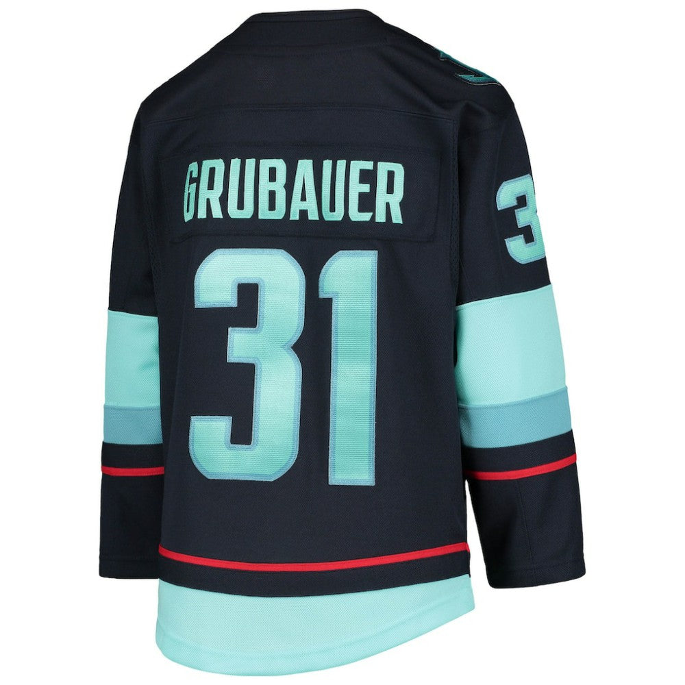NHL Deep Sea Blue Philipp Grubauer Seattle Kraken Youth Home Premier Player Jersey