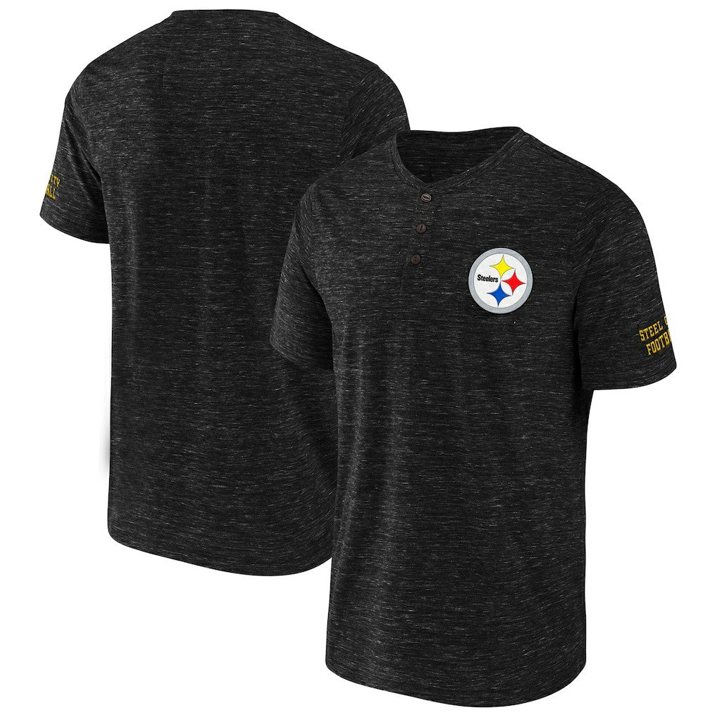 NFL x Darius Rucker Collection Slub Henley T-Shirt - Pittsburgh Steelers
