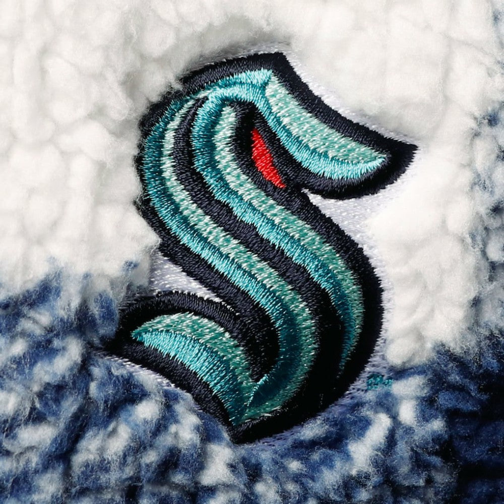 NHL Deep Sea Blue/White Seattle Kraken G-III 4Her by Carl Banks Women's Plaid Sherpa Quarter-Zip Jacket