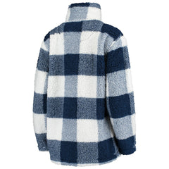 NHL Deep Sea Blue/White Seattle Kraken G-III 4Her by Carl Banks Women's Plaid Sherpa Quarter-Zip Jacket