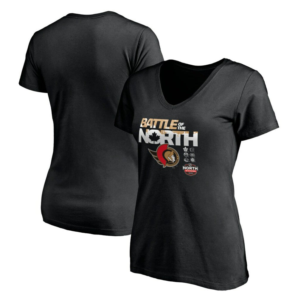 NHL Black Ottawa Senators Women's Battle of the North V-Neck T-Shirt