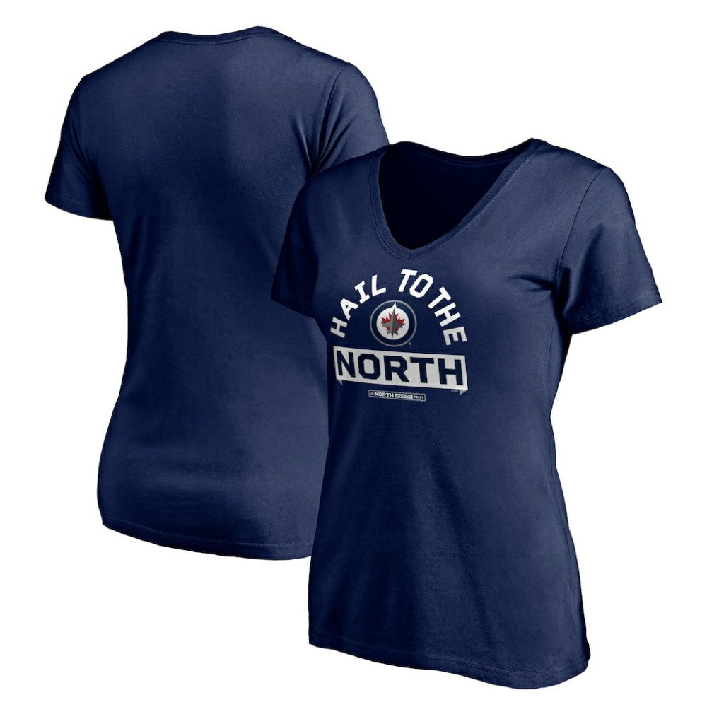 NHL Navy Winnipeg Jets Women's Hail to the North V-Neck T-Shirt