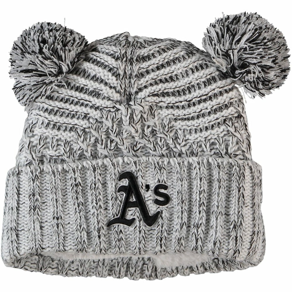 MLB Athletics New Era Women's Dual Cuffed Knit Hat with Poms