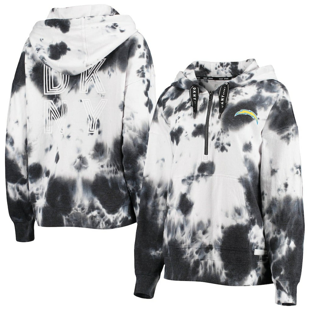 DKNY Sport Women's Dakota Oversized Tie-Dye Half-Zip Hoodie - Los Angeles Chargers