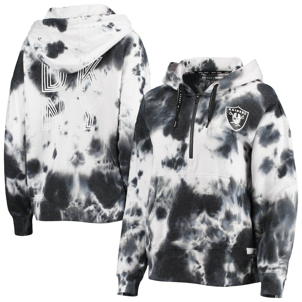 DKNY Sport Women's Dakota Oversized Tie-Dye Half-Zip Hoodie - Las Vegas Raiders